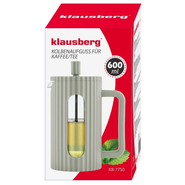 Zaparzacz do kawy i herbaty Klausberg KB-7750 szklany french press 600 ml zielony