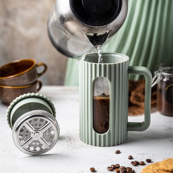 Zaparzacz do kawy i herbaty Klausberg KB-7750 szklany french press 600 ml zielony
