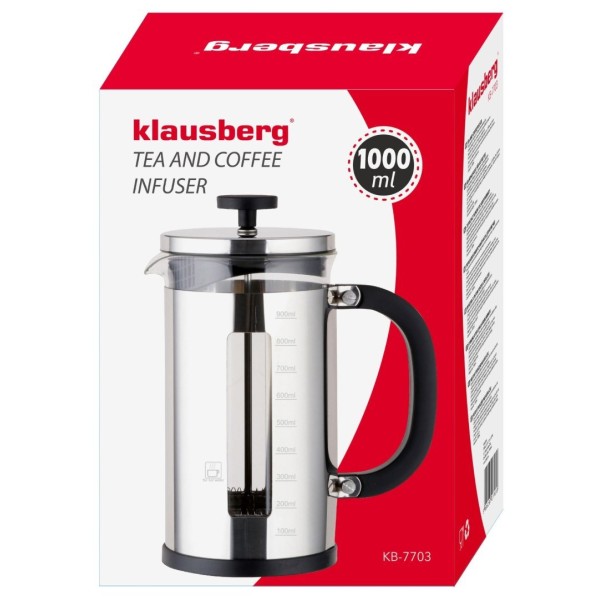 Заварник для кави і чаю Klausberg KB-7703 French press 1.0 л для приготування напоїв