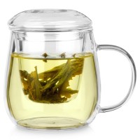 Szklany kubek 400 ml z zaparzaczem i pokrywą 139816 do kawy i herbaty