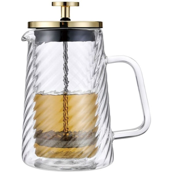 Заварник для кави і чаю Klausberg KB-7766 600 мл скляний French press золотий