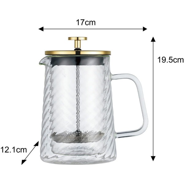 Заварник для кави і чаю Klausberg KB-7766 600 мл скляний French press золотий