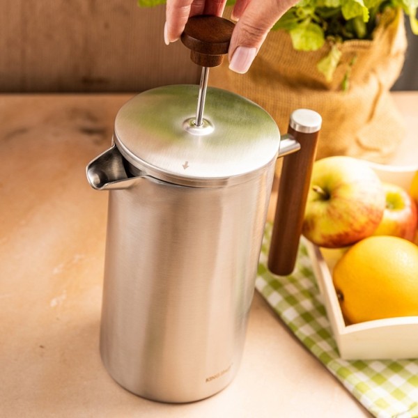 Френч-прес, Kinghoff KH-1995, сталевий 1 л — для приготування кави та чаю руками