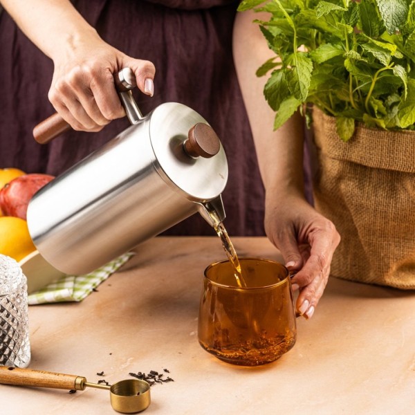 Френч-прес, Kinghoff KH-1995, сталевий 1 л — для приготування кави та чаю руками