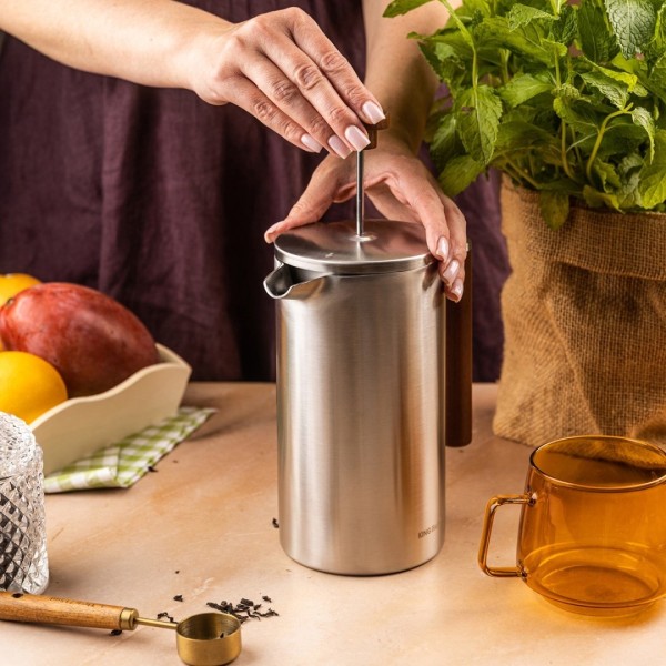 Френч-прес, Kinghoff KH-1995, сталевий 1 л — для приготування кави та чаю руками