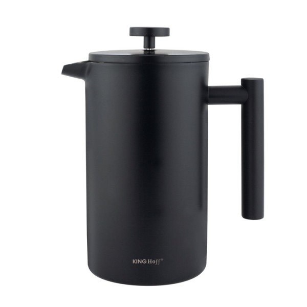 Френч-прес Kinghoff KH-1996, сталевий 1 л — для приготування кави та чаю вдома чи в офісі
