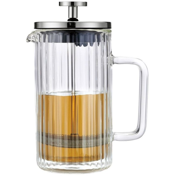 Заварник для кави та чаю Klausberg KB-7758 French Press 1000 мл скляний срібний