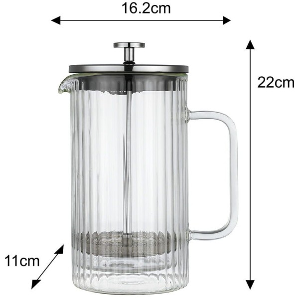 Заварник для кави та чаю Klausberg KB-7758 French Press 1000 мл скляний срібний