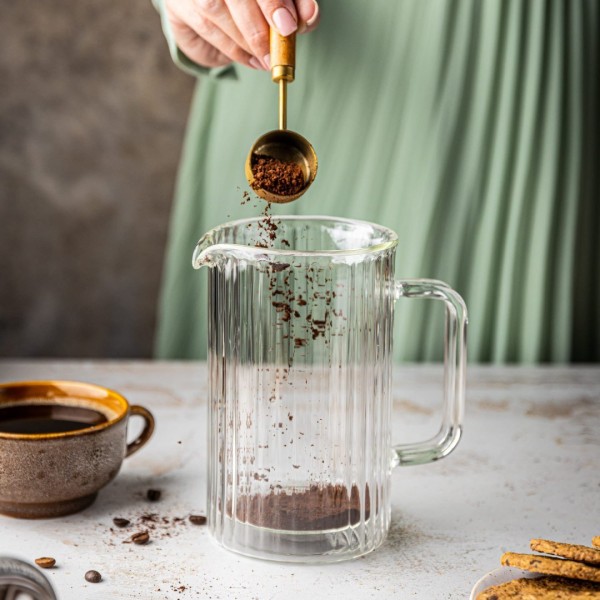 Заварник для кави та чаю Klausberg KB-7758 French Press 1000 мл скляний срібний