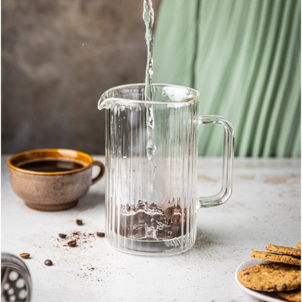 Заварник для кави та чаю Klausberg KB-7758 French Press 1000 мл скляний срібний