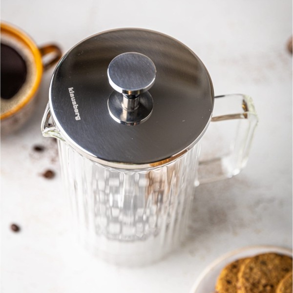 Заварник для кави та чаю Klausberg KB-7758 French Press 1000 мл скляний срібний