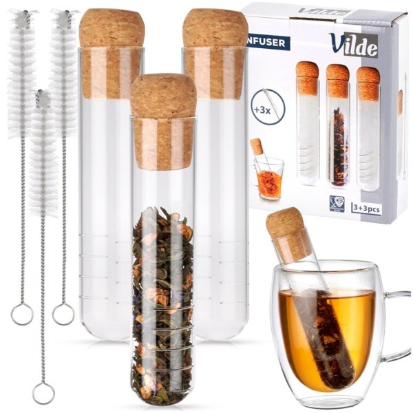 Zaparzacze szklane Fiolki do herbaty i ziół 3 sztuki 259425