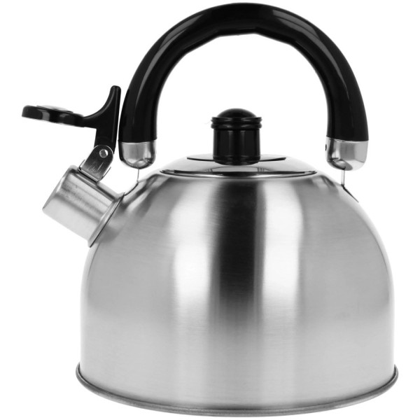 Чайник, Brunbeste, Czajnik stalowy z gwizdkiem na gaz indukcję 2L srebrny satynowy, wyposażenie kuchni —?