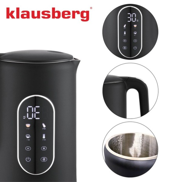 Czajnik elektryczny Klausberg KB-7891 bezprzewodowy 1,7 l z regulacją temperatury czarny
