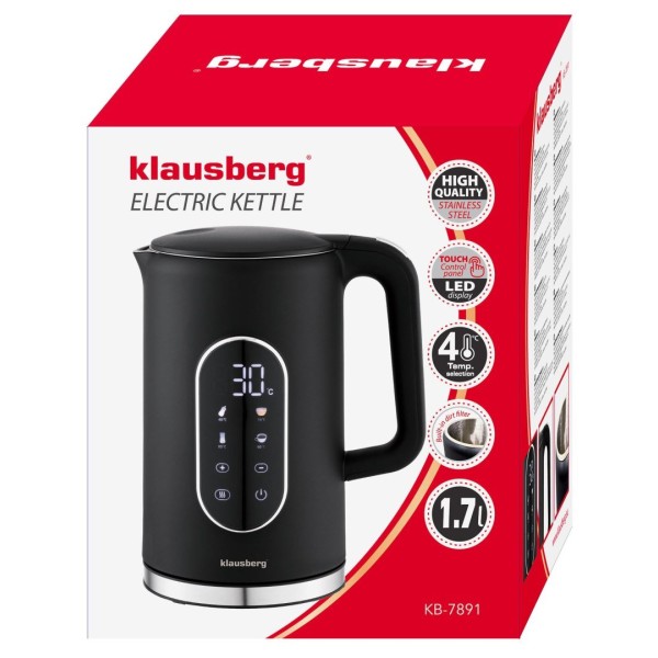 Czajnik elektryczny Klausberg KB-7891 bezprzewodowy 1,7 l z regulacją temperatury czarny