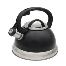 Сталевий чайник зі свистком, традиційний, індукційний, газовий, 2,5 л, чорний, BRUNBESTE BB-2273