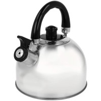 Czajnik BRUNBESTE BB-2401-B, stalowy z gwizdkiem, 2 l, na gaz i indukcję, srebrny połysk