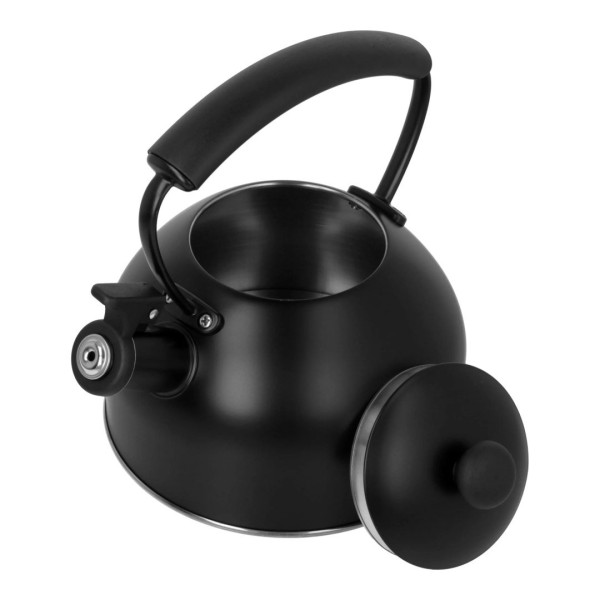 Czajnik z gwizdkiem, BRUNBESTE BB-2462 — stalowy 2,2 l, indukcja, czarny matowy