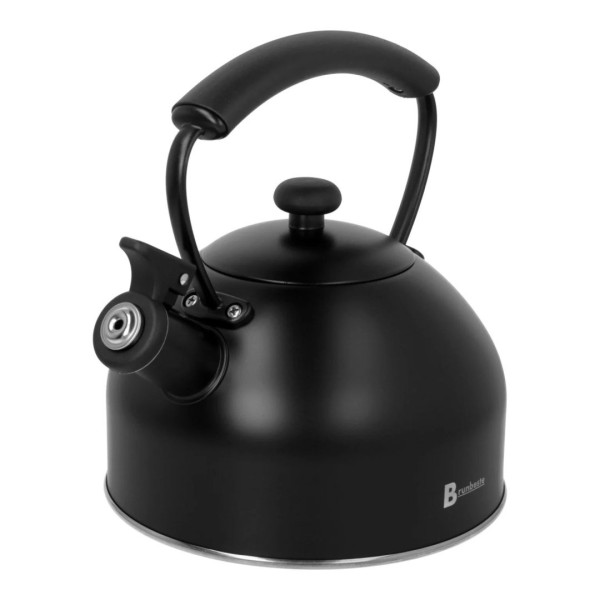 Czajnik z gwizdkiem, BRUNBESTE BB-2462 — stalowy 2,2 l, indukcja, czarny matowy
