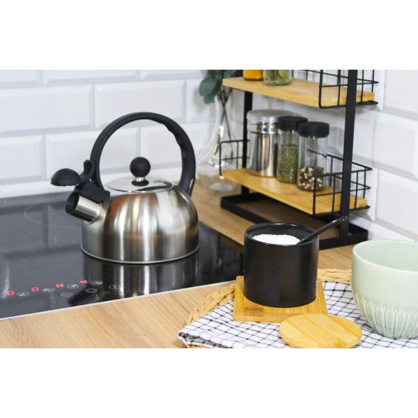 Чайник, Brunuste BB-2399, нержавіюча сталь, з звуком, 1.5 л, срібний, газ/індукція, компактний, для кухні