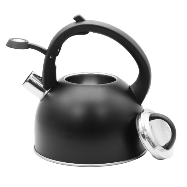 Чайник, Br Unbeste BB-2410, 2.5 л, сталевий з дзвіночком, чорний, газ/індукція, зварюваний