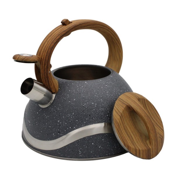 Czajnik stalowy z gwizdkiem, Brünbeste, BB-2277, 3L, szary, na gaz/indukcję, Czajnik do gotowania wody, na gaz i indukcję, szary, 3 litry