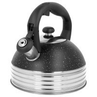 Czajnik BRUNBESTE BB-2474 do kuchni, stalowy z gwizdkiem 2,5 l, czarny marmurek