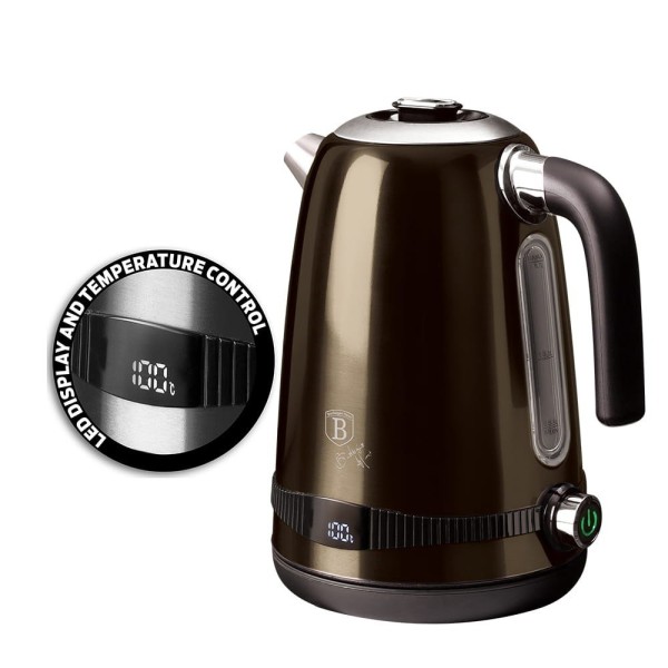 Електричний чайник Berlinger Haus Shiny Black BH-9330, 1.7 л, з регулюванням температури для приготування чаю та кави