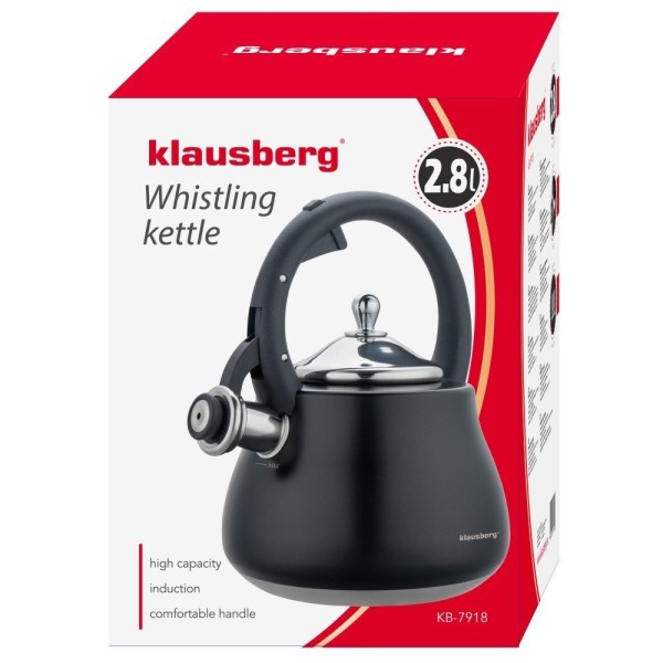 Czajnik stalowy Klausberg KB-7918 czarny matowy 2,8 l na gaz i indukcję