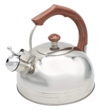 Сталевий чайник зі свистком, традиційний індукційний, 2,5 л, дерев'яна ручка, BRUNBESTE BB-2271