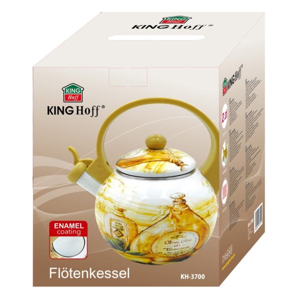 Czajnik emaliowany Kinghoff Olio KH-3700 2.0L na kuchnię indukcyjną i gazową