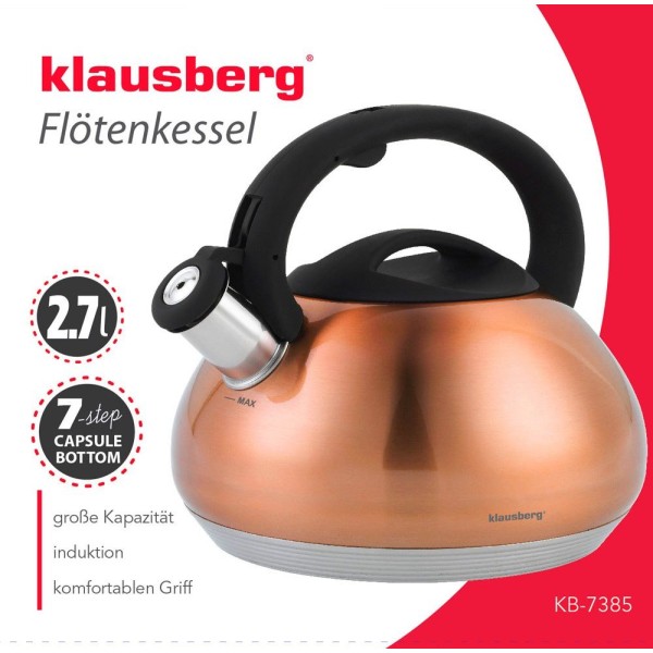 Czajnik stalowy Klausberg Copper KB-7385 2,7L z dnem x7 do kuchni