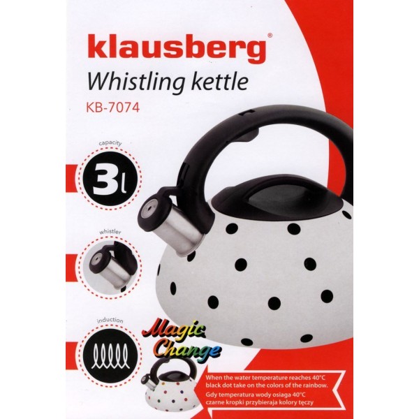 Czajnik stalowy Klausberg KB-7074 Magic Change 3.0L do kuchni i parzenia herbaty