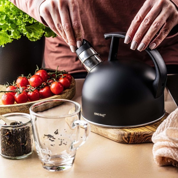 Czajnik stalowy Kinghoff KH-1897 matowy czarny 1,5 l do kuchni