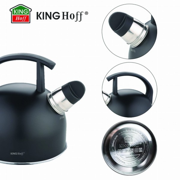 Czajnik stalowy Kinghoff KH-1897 matowy czarny 1,5 l do kuchni