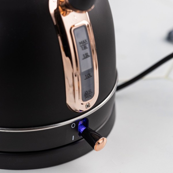 Czajnik elektryczny Klausberg KB-7905 z termometrem stal nierdzewna 1,8 l czarny/rose gold do kawy i herbaty
