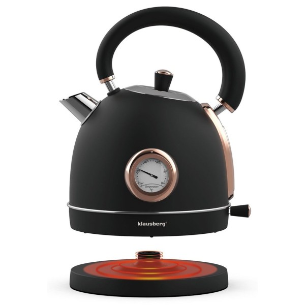 Czajnik elektryczny Klausberg KB-7905 z termometrem stal nierdzewna 1,8 l czarny/rose gold do kawy i herbaty