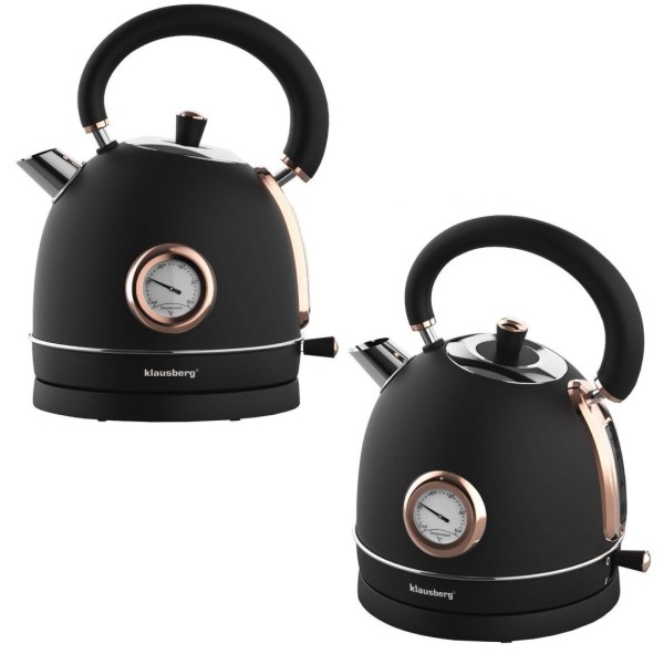 Czajnik elektryczny Klausberg KB-7905 z termometrem stal nierdzewna 1,8 l czarny/rose gold do kawy i herbaty