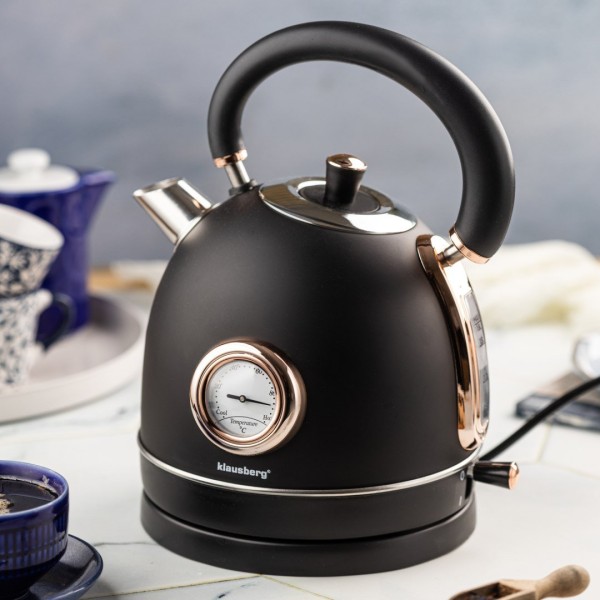 Czajnik elektryczny Klausberg KB-7905 z termometrem stal nierdzewna 1,8 l czarny/rose gold do kawy i herbaty