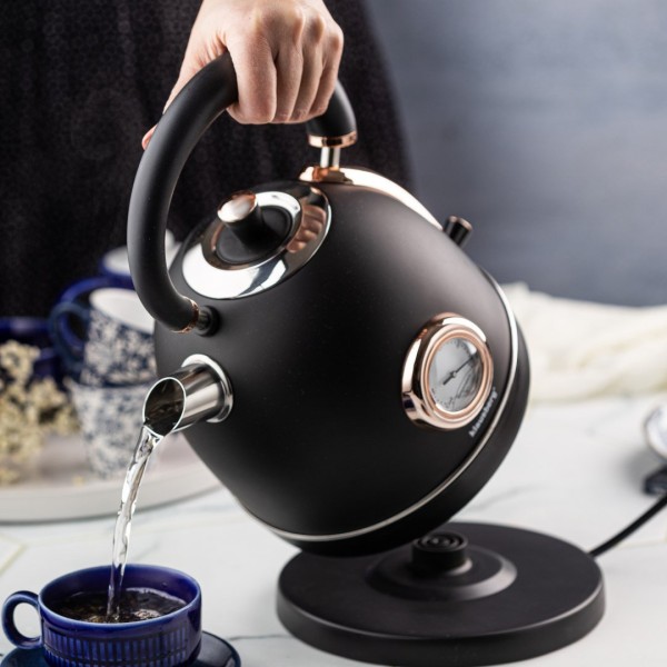 Czajnik elektryczny Klausberg KB-7905 z termometrem stal nierdzewna 1,8 l czarny/rose gold do kawy i herbaty