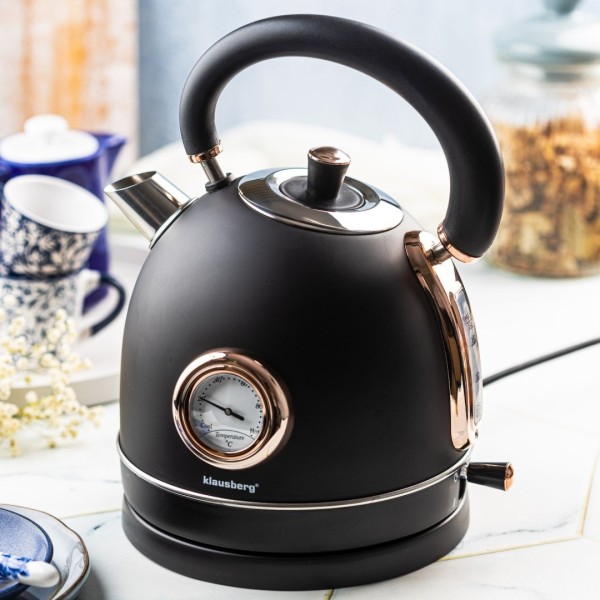 Czajnik elektryczny Klausberg KB-7905 z termometrem stal nierdzewna 1,8 l czarny/rose gold do kawy i herbaty