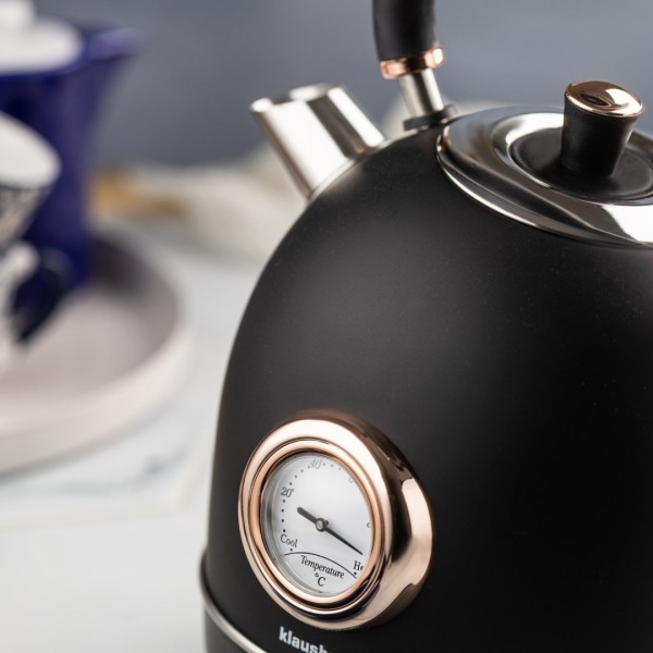 Czajnik elektryczny Klausberg KB-7905 z termometrem stal nierdzewna 1,8 l czarny/rose gold do kawy i herbaty