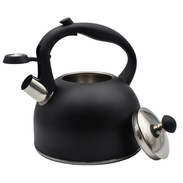 Чайник, Brunbeste, Czajnik stalowy z gwizdkiem tradycyjny na gaz indukcję 2.5L czarny mat BB-2362, Czajnik stalowy з індикатором на газ/індукцію 2.5 л, чорний мат, BRUNBESTE BB-2362