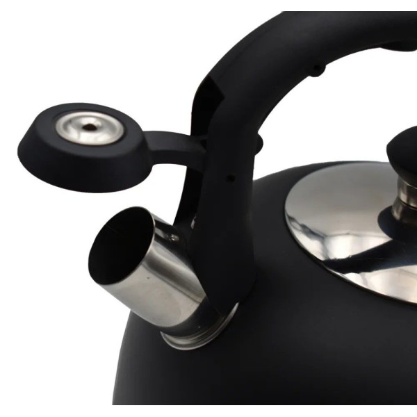 Чайник, Brunbeste, Czajnik stalowy z gwizdkiem tradycyjny na gaz indukcję 2.5L czarny mat BB-2362, Czajnik stalowy з індикатором на газ/індукцію 2.5 л, чорний мат, BRUNBESTE BB-2362