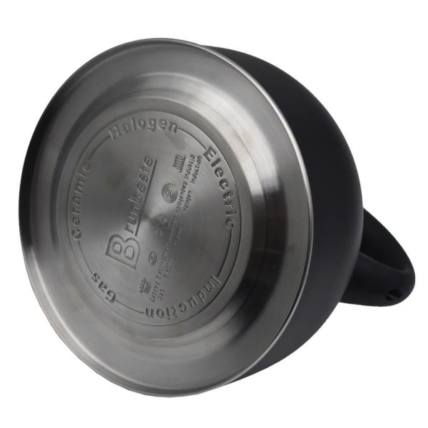Чайник, Brunbeste, Czajnik stalowy z gwizdkiem tradycyjny na gaz indukcję 2.5L czarny mat BB-2362, Czajnik stalowy з індикатором на газ/індукцію 2.5 л, чорний мат, BRUNBESTE BB-2362