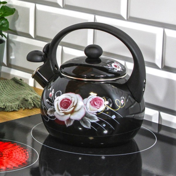 Czajnik emaliowany Brunbeste Black Rose 2,2L czajnik do gotowania wody