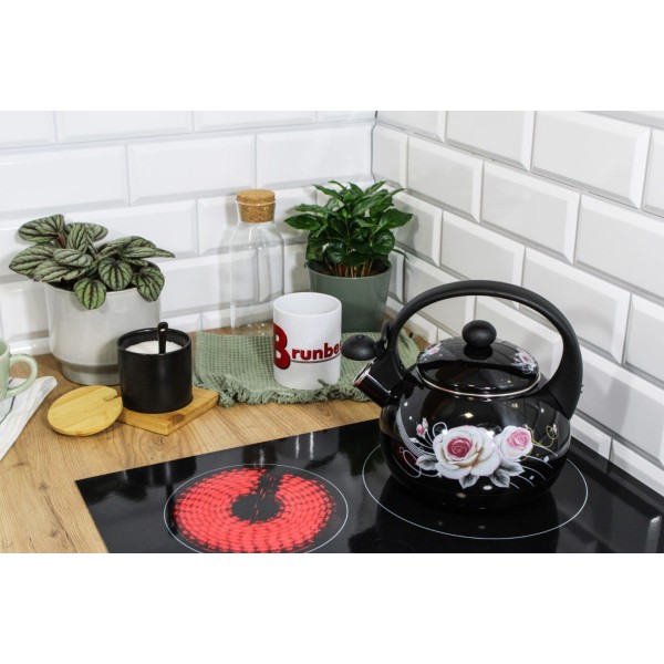 Czajnik emaliowany Brunbeste Black Rose 2,2L czajnik do gotowania wody
