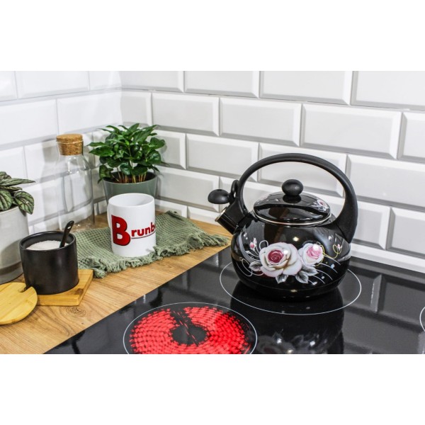Czajnik emaliowany Brunbeste Black Rose 2,2L czajnik do gotowania wody