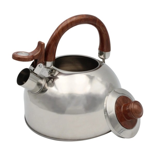 Чайник, Brunbeste, BB-2268, Нікельований з калиброваним свистком, 2.5 л для газових та індукційних плит, сріблястий, використовується для швидкого кип’ятіння води