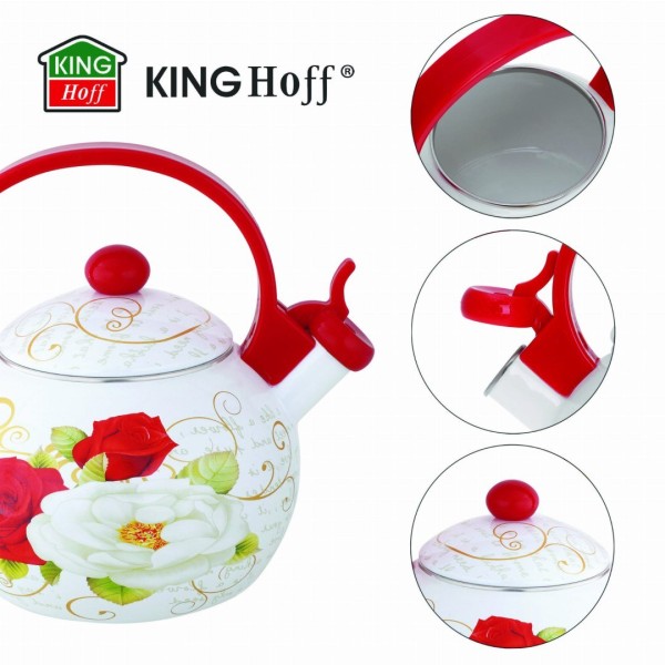 Czajnik emaliowany Kinghoff Roses KH-1910 2,0L do kuchenek indukcyjnych i gazowych
